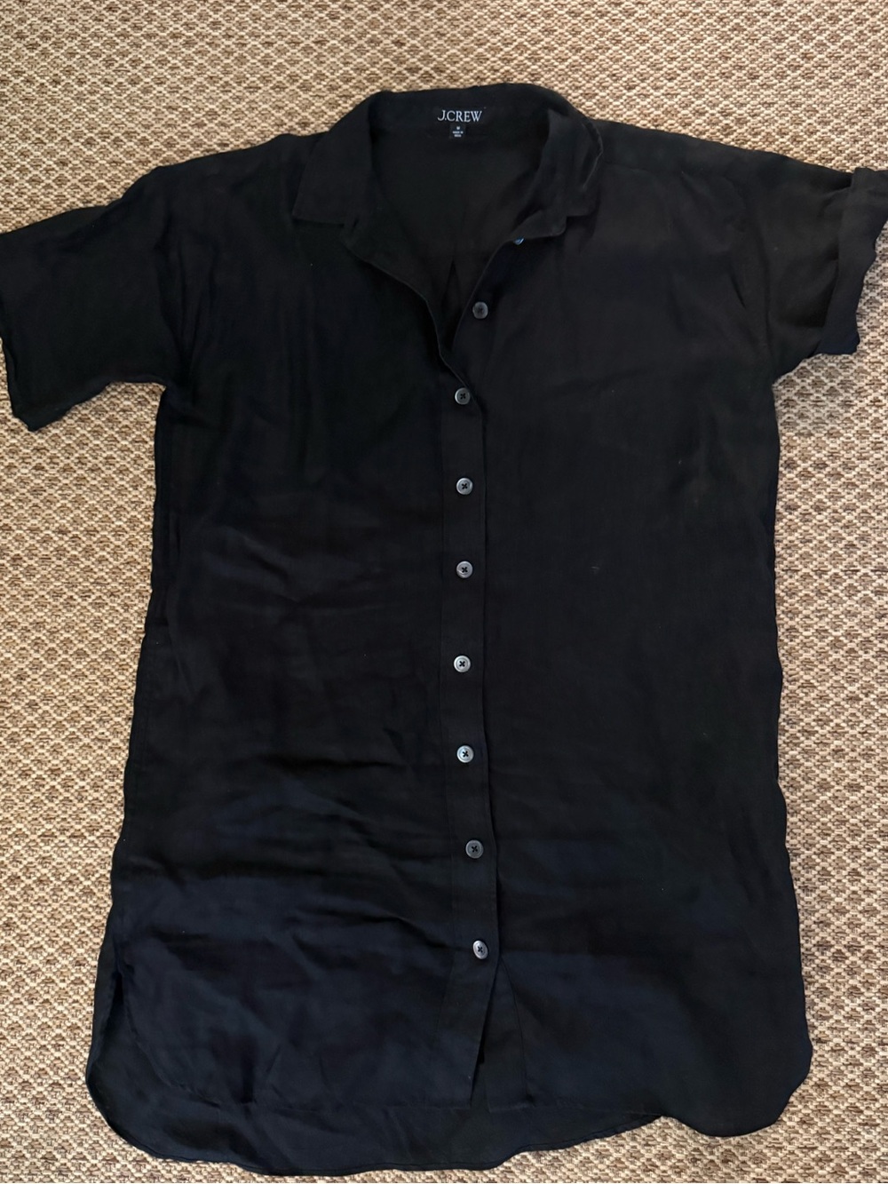 J. Crew women’s Black Linen Short-Sleeve Button-Down dress size medium